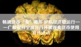 畅通货币“金”循环 护航经济稳运行——广发银行宁波分行开展现金货币使用宣传活动